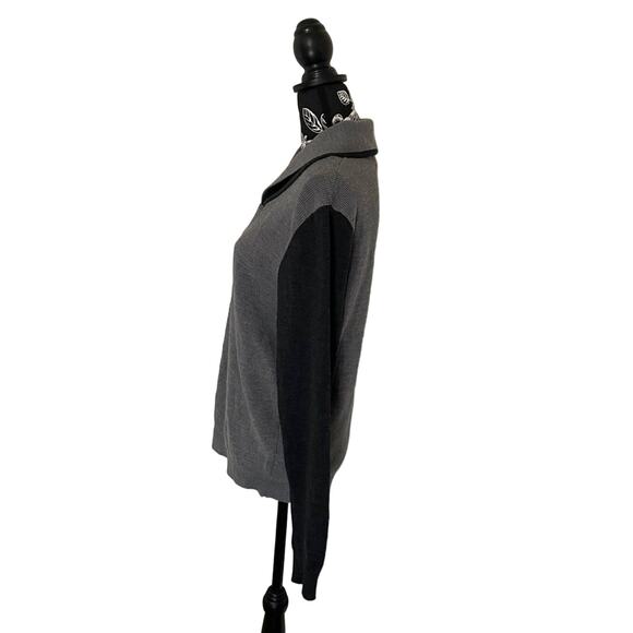 Thomas Dean 100% Extra Fine Merino Wool Shawl Collar Sweater Gray Black Small - Picture 6 of 10